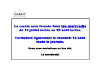 MAIRIE FERMEE MERCREDIS